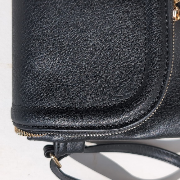 Black Leather Crossbody Bag Size 9+10 - Picture 4 of 9